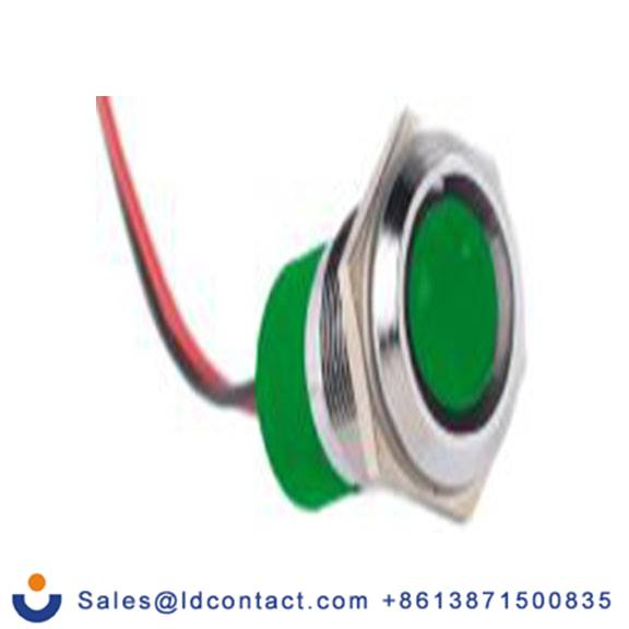 RS PRO 722-7384  绿色 面板安装指示器, 12 V dc 导线端接, 凸型边框, 银色边框, IP40