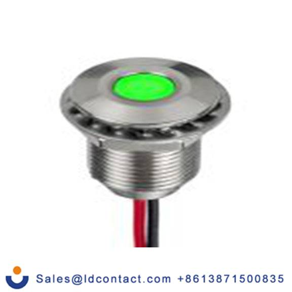 RS PRO 139-3370  绿色 面板安装指示器, 21.6 V dc, 26.4 V dc 导线端接, 平齐边框, IP40