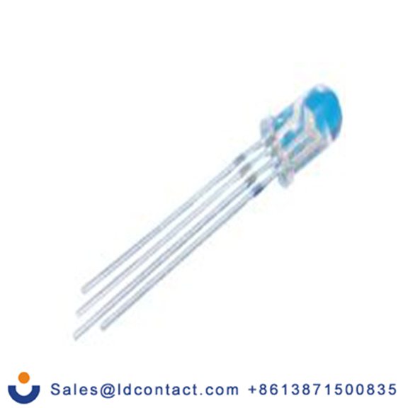 RS PRO 254-5725  3.6 V 通孔 LED, RGB, 5 mm, 1个LED, 4针, 470 nm, 525 nm, 624 nm