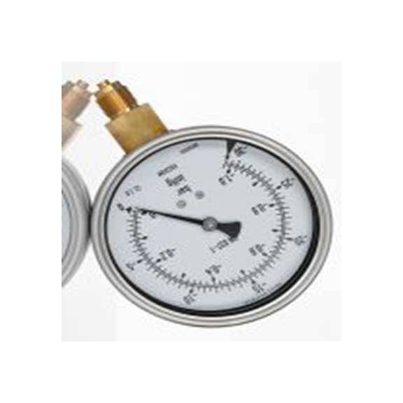 RS PRO,188-986,BSPM 压力表 1 bar 100 mm 0 bar 校准, BSP 3/8 in接口, 不锈钢表壳, ±1 %精度