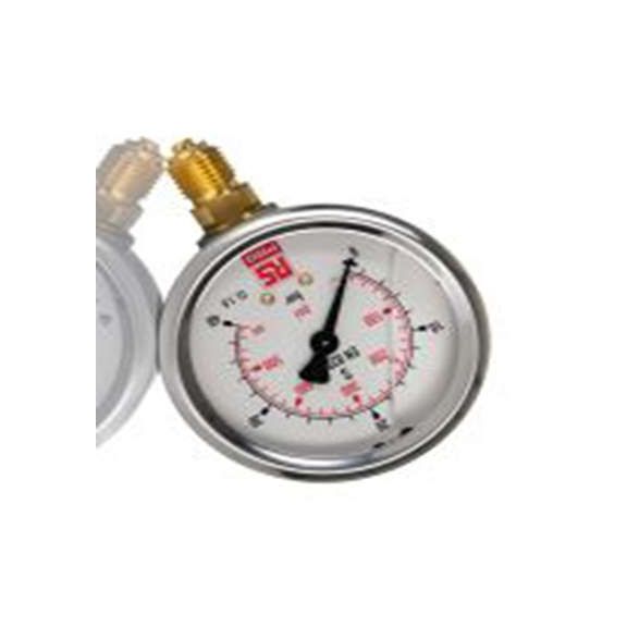 RS PRO,231-0193,G 型 压力表 0 bar 63 mm 40 bar, G 1/4接口, 不锈钢表壳, ±1.6 %精度