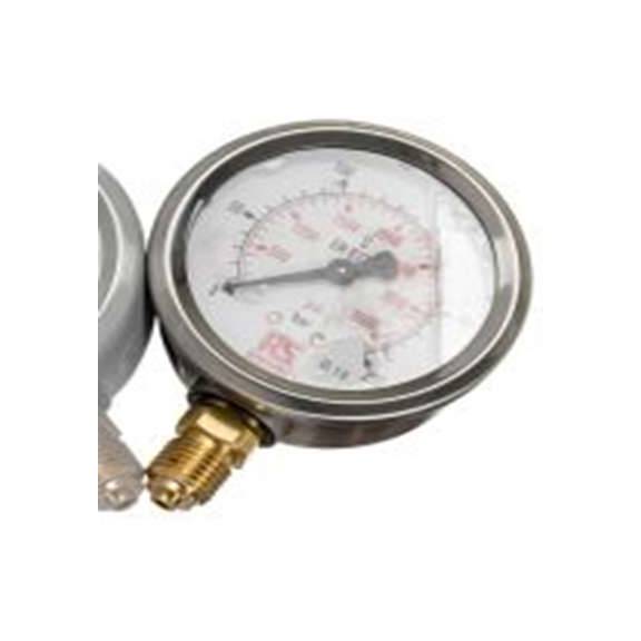 RS PRO,231-0195,G 型 压力表 0 bar 63 mm 250 bar, G 1/4接口, 不锈钢表壳, ±1.6 %精度