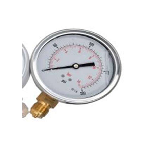 RS PRO,235-1297,1/2″BSP 压力表 0 psi 100 mm 200 psi, BSP 1/2 in接口, 不锈钢表壳