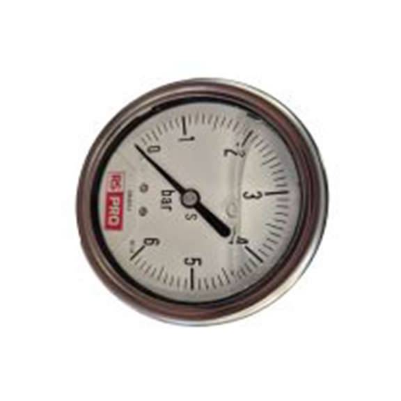 RS PRO,179-984,1/4″BSP 压力表 0 bar 63 mm 6 bar, BSP 1/4 in接口, 不锈钢表壳, RS 1.10.3系列