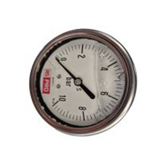 RS PRO,179-986,1/4″BSP 压力表 0 bar 63 mm 10 bar, BSP 1/4 in接口, 不锈钢表壳, RS 1.10.3系列