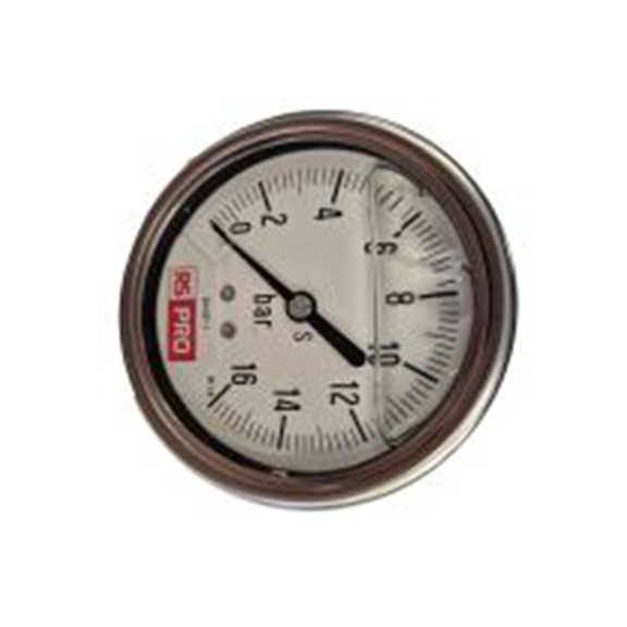 RS PRO,179-987,1/4″BSP 压力表 0 bar 63 mm 16 bar, BSP 1/4 in接口, 不锈钢表壳, RS 1.10.3系列