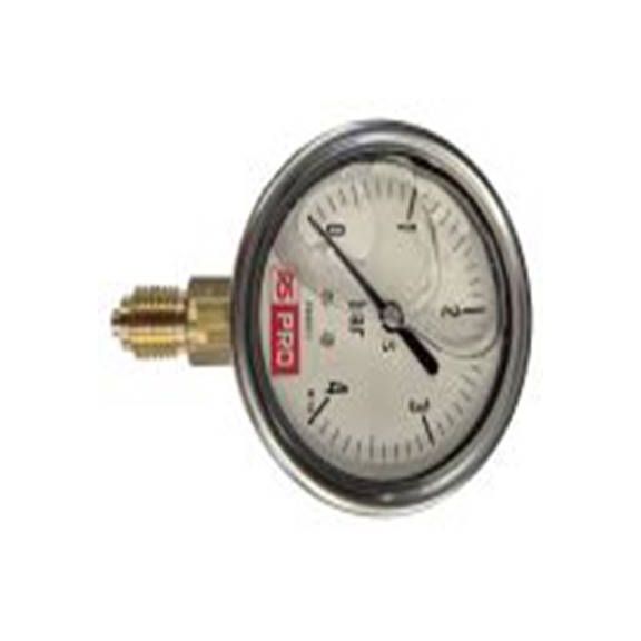 RS PRO,180-001,1/4″BSP 压力表 0 bar 63 mm 4 bar, BSP 1/4 in接口, 不锈钢表壳, RS 1.10.3系列