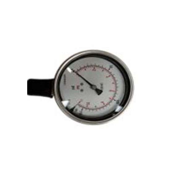 RS PRO,189-024,G 3/8in BSPM 压力表 0 bar 100 mm 160 psi 校准, G 3/8接口, 不锈钢表壳, ±1 %精度