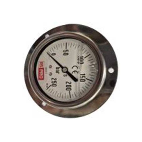 RS PRO,179-992,1/4″BSP 压力表 0 bar 63 mm 250 bar, BSP 1/4 in接口, 不锈钢表壳, RS 1.10.3系列