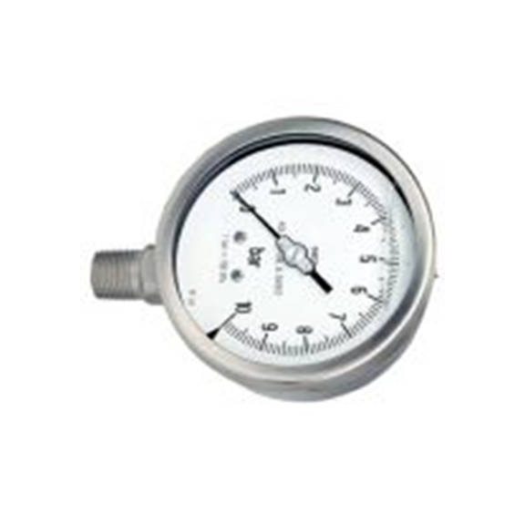 RS PRO,180-006,1/2″BSP 压力表 -1 bar 100 mm 1 bar, BSP 1/2 in接口, 不锈钢表壳, RS 1.18.1系列