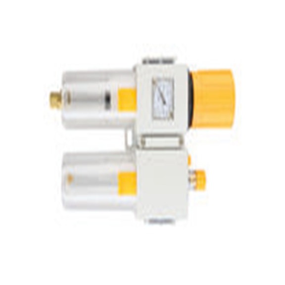 RS PRO,239-5723,整体式压力表 气动三联件, 1/4 in G接口 10 bar, 手动排水, 40 μm过滤精度