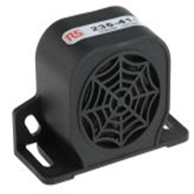 RS PRO,235-411,电子报警器, 12 → 80 v 直流电源, 黑色外壳, 单音调, 1米外107dB