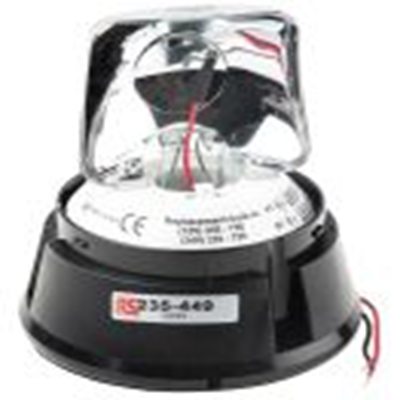 RS PRO,235-449,旋转光警示灯, 12 V 直流，24 V 直流, 黑色外壳, Φ153mm底座, IP56