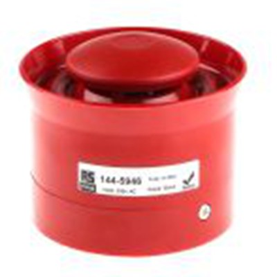 RS PRO,144-5946,电子报警器, 98 → 260 v 交流电源, 红色外壳, 8音调, IP54, IP65