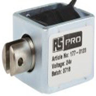 RS PRO,177-0123,直动式电磁阀, 拉力作用 35.5 mm, 最大行程16 mm, DC - D Frame系列 25.4 mm 31.8 mm