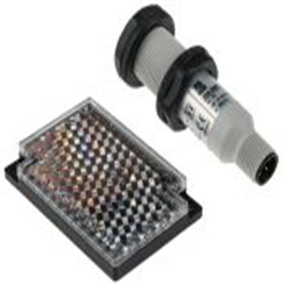 RS PRO,204-3987,逆反射光电传感器, 圆柱形, 可检测3 m, M12 连接器连接, PNP NO+NC输出, 红外 LED光源, 螺钉螺母