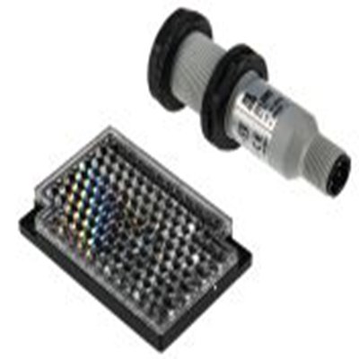 RS PRO,204-3988,逆反射光电传感器, 圆柱形, 可检测3 m, M12 连接器连接, PNP NO输出, 红外 LED光源, 螺钉螺母