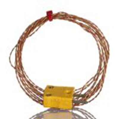 RS PRO,262-3215,K型热电偶, 探头Φ1/0.3mm x 2m, 可测+250°C, 微型插头接端, PFA探头