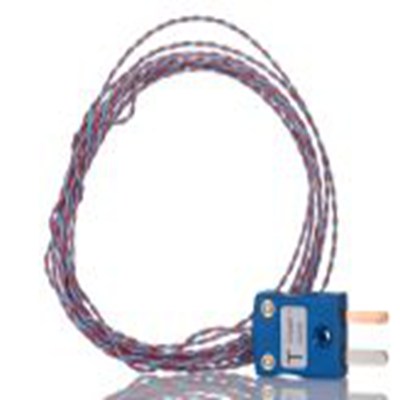 RS PRO,262-3219,T型外露结点热电偶, 探头Φ1/0.2mm x 2m, 可测+250°C, 线长2m, 微型插头接端, PFA探头