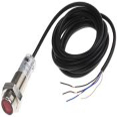 RS PRO,729-5094,背景抑制光电传感器, 圆柱形, 可检测1 mm → 140 mm, 4 线电缆 2 m连接, NPN输出, LED光源, 法兰安装