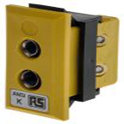 RS PRO,769-1381,标准热电偶面板 插座, 用于K 型热电偶, 尼龙夹安装, Φ6mm探头, 最高120°C, 黄色