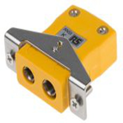 RS PRO,769-1408,标准热电偶连接器 插座, 用于K 型热电偶, 不锈钢支架安装, Φ6mm探头, 最高220°C, 黄色