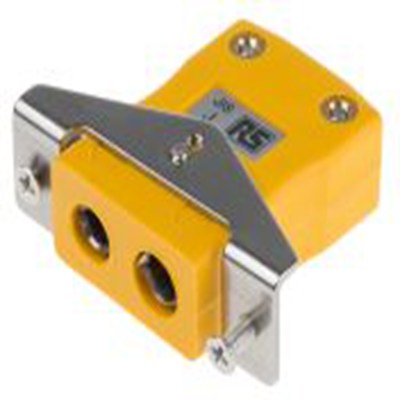 RS PRO,771-9045,标准热电偶连接器 插座, 用于J 型热电偶, 不锈钢支架安装, Φ6mm探头, 最高220°C, 黄色
