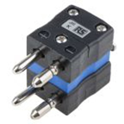 RS PRO,771-9076,标准双工热电偶插头连接器 插头, 用于K 型热电偶, Φ6mm探头, 最高220°C, 蓝色