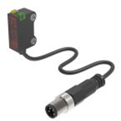 RS PRO,254-3734,背景抑制光电传感器, 块状, 可检测30 mm, 20 厘米 PVC 电缆 + M8 3 针连接器连接, PNP NO输出, 红光光源