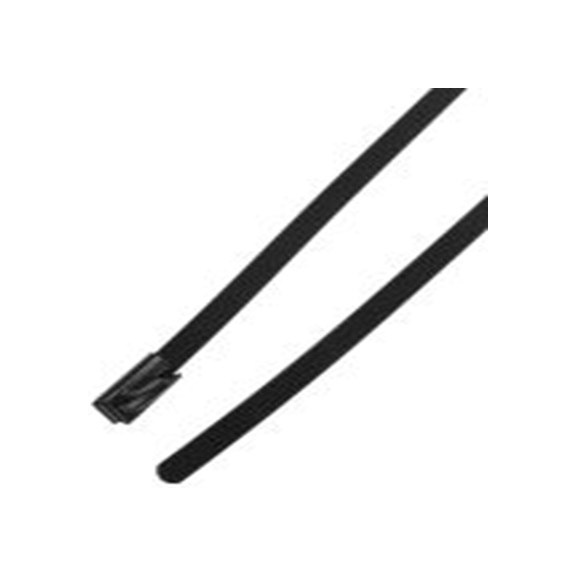 RS PRO,547-4333,聚酯涂层不锈钢 电缆扎带, 滚珠, 自熄灭, 黑色, 360 mm长x4.6 mm宽, 436.1N拉伸强度