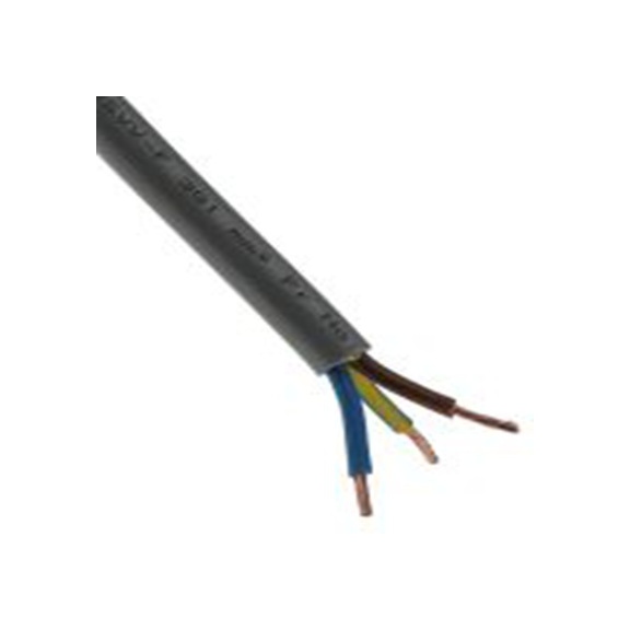 RS PRO,775-5889,三芯, 100 m长 电源电缆, 300 V, 500 V, 灰色 聚氯乙烯护套 70 °C, H05VV-F系列