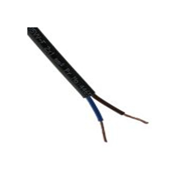 RS PRO,775-6090,2芯, 100 m长 电源电缆, 300 V, 500 V, 黑色 聚氯乙烯护套 70 °C, H05VV-F系列