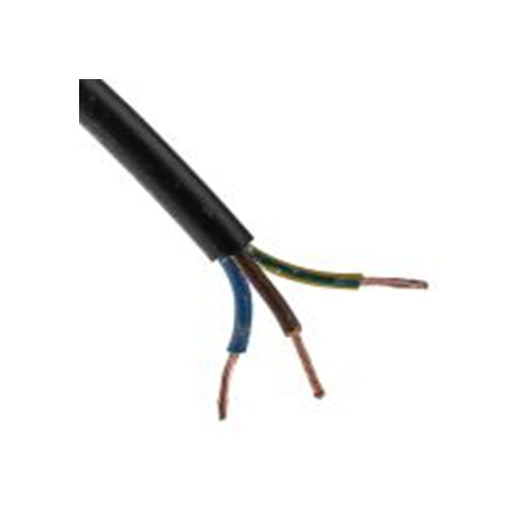 RS PRO,775-6126,三芯, 100 m长 电源电缆, 300 V, 500 V, 黑色 聚氯乙烯护套 70 °C, H05VV-F系列