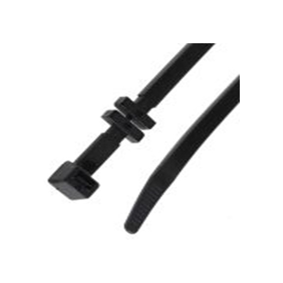 RS PRO,233-196,尼龙 66 电缆扎带, 电缆槽, 阻燃, 黑色, 320 mm长x7.6 mm宽, 539N拉伸强度