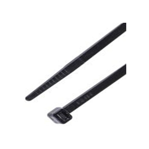 RS PRO,233-483,尼龙 66 电缆扎带, 不易松脱, 阻燃, 黑色, 368 mm长x4.8 mm宽, 215.6N拉伸强度