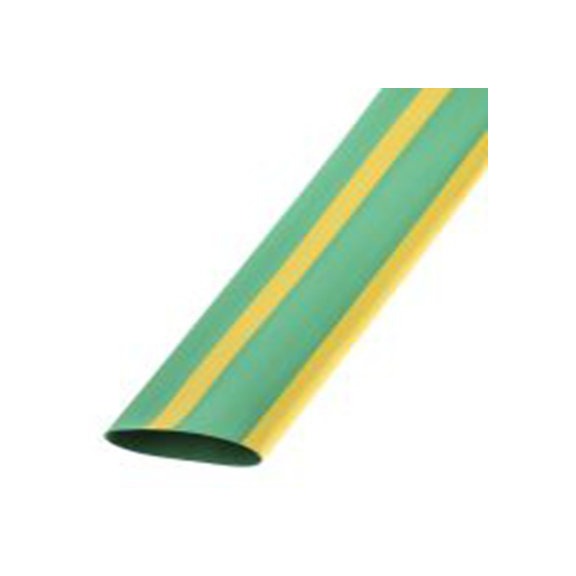 RS PRO,398-032,RS PRO 阻燃 聚烯烃 热缩管, 绿色, 黄色, Φ25.4 mm, 1.2m长, 2:1收缩比, 12.7 mm收缩径