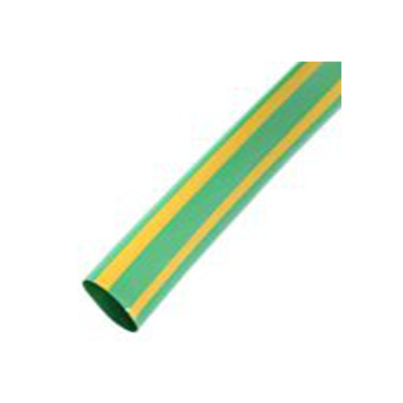 RS PRO,398-048,RS PRO 阻燃 聚烯烃 热缩管, 绿色, 黄色, Φ19.1 mm, 1.2m长, 2:1收缩比, 9.5 mm收缩径