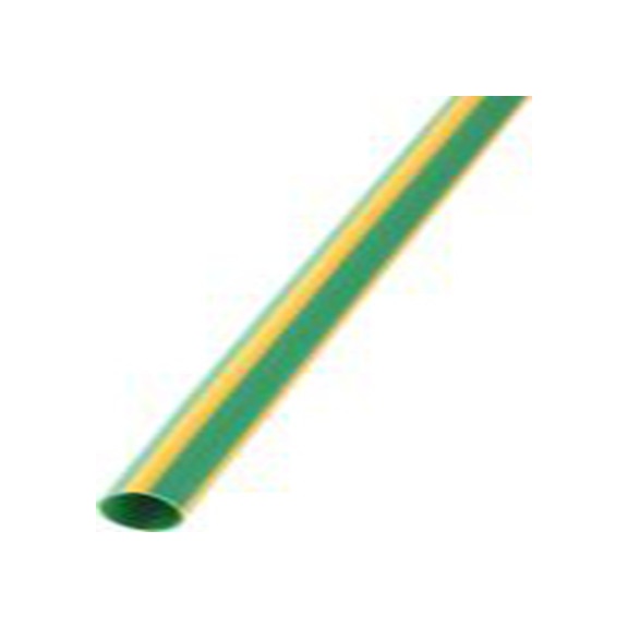 RS PRO,398-076,RS PRO 阻燃 聚烯烃 热缩管, 绿色, 黄色, Φ6.4 mm, 1.2m长, 2:1收缩比, 3.2 mm收缩径