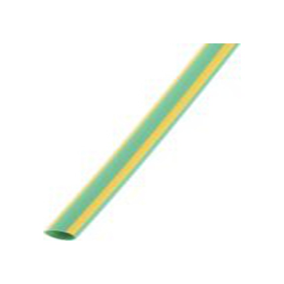 RS PRO,398-082,RS PRO 阻燃 聚烯烃 热缩管, 绿色, 黄色, Φ4.8 mm, 1.2m长, 2:1收缩比, 2.4 mm收缩径