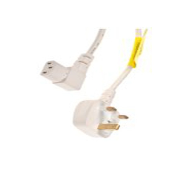 RS PRO,426-402,2 m 电源线, 250 V, IEC C13转BS1363 聚氯乙烯, 白色, 符合CE标准