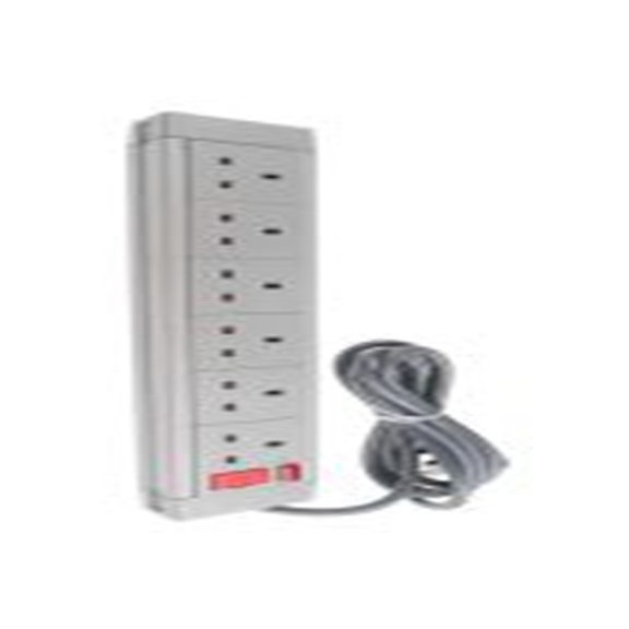 RS PRO,455-286,灰色 移动插座, 额定电压25 V ac, 6个 G 型插座, 电缆长2 m