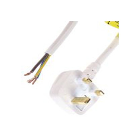 RS PRO,489-352,2 m 电源线, 250 V, 无端接转BS1363 聚氯乙烯, 白色, 符合ASTA标准