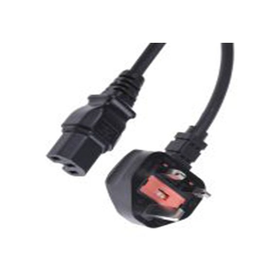 RS PRO,123-0947,2 m 电源线, 250 V, 直向转BS1363 橡胶, 黑色, 符合ENEC, ASTA标准