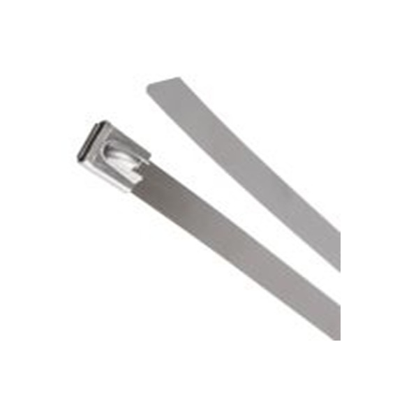 RS PRO,123-5033,不锈钢 电缆扎带, 滚珠, 无卤素, 银色, 680 mm长x12 mm宽, 136kg拉伸强度, B 32 520 … B 32 529系列