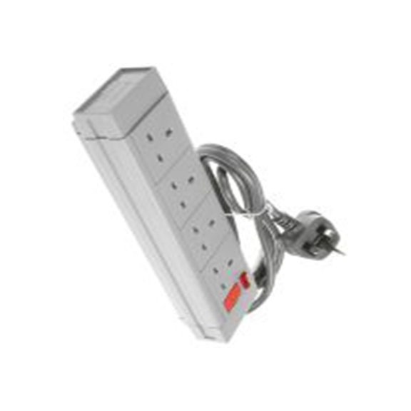 RS PRO,249-4536,灰色 延长线, 额定电压230 V ac, 4个 G 型插座, 电缆长2 m