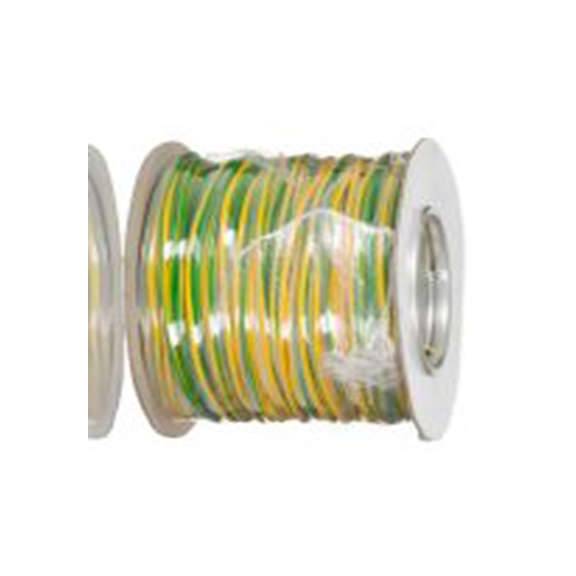 RS PRO,256-7036,黄色, 绿色 PVC 电线 架空电缆, 2.5 mm², 100 m长 45/0.25 mm, 14 AWG 聚氯乙烯, 1 kV dc, 最高105 °C, 1015