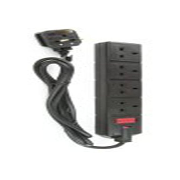 RS PRO,296-3672,黑色 延长线, 额定电压24V, 4个 G 型插座, 电缆长2 m