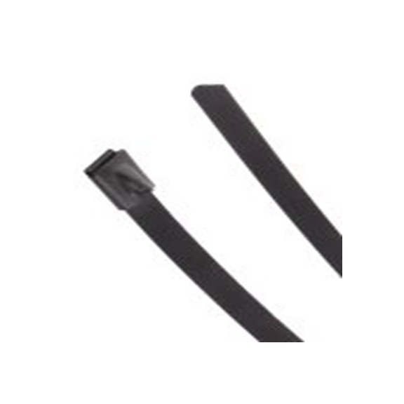 RS PRO,547-4355,聚酯涂层不锈钢 电缆扎带, 滚珠, 阻燃, 无卤素, 金属, 200 mm长x7.9 mm宽, 539N拉伸强度