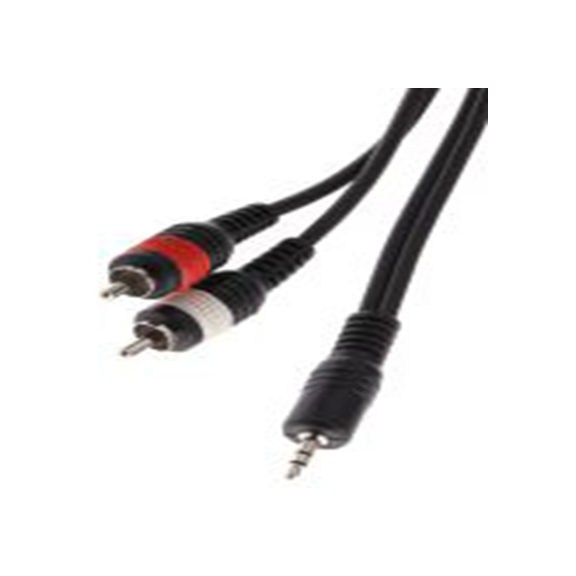 RS PRO,742-4545,RS PRO 辅助电缆, 3.5 mm 立体声插孔 公转RCA x 2 公, 5 m长, 黑色