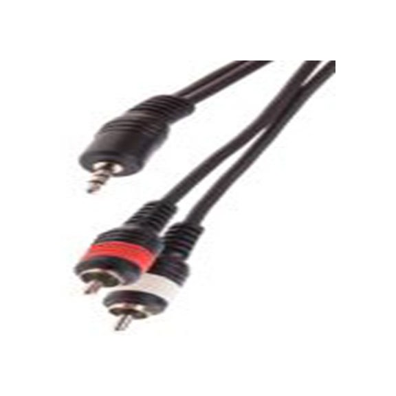 RS PRO,742-4554,RS PRO 辅助电缆, 3.5 mm 立体声插孔 公转RCA x 2 公, 10 m长, 黑色